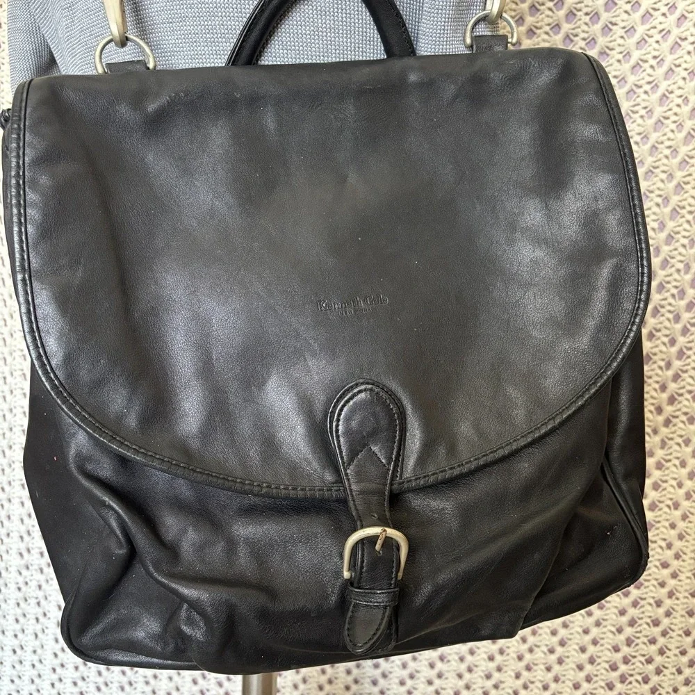 Kenneth‎ Cole Reaction Leather Messenger Bags Flap-Over Closure SZ 15X12 Black